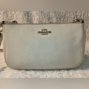 Coach Cream Leather Top Handle Crossbody Pouch